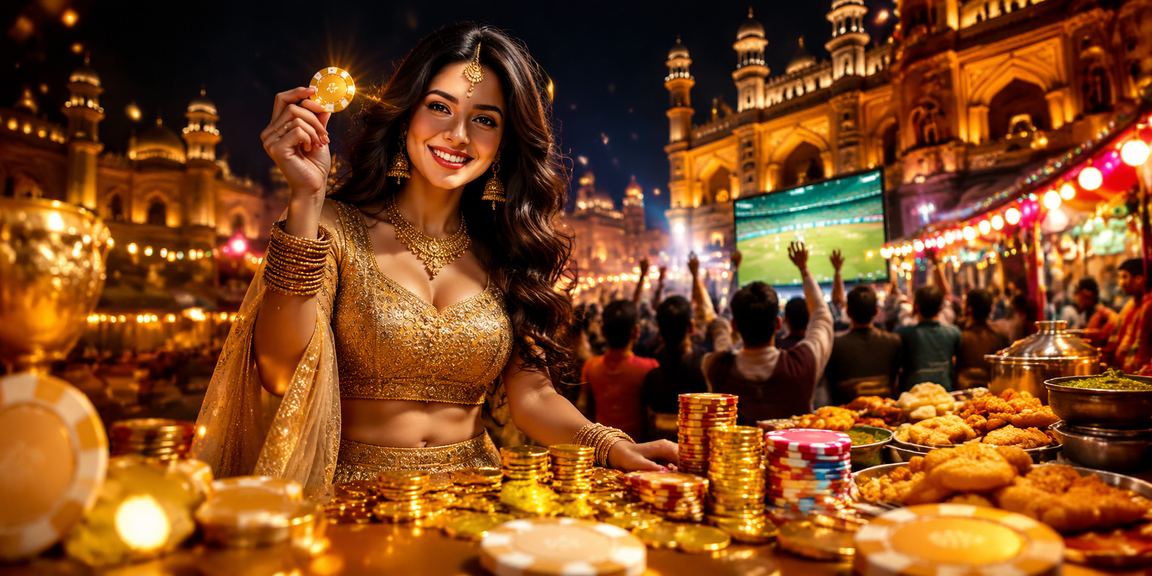 Woman using casino app in Lucknow old city atmosphere